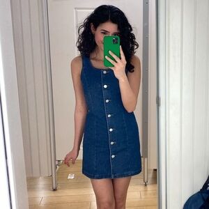 Dark Blue Button-Front Mini Dress